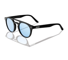 KAVU Specinators polarized round double bridge black frame blue lens UVA/UVB
