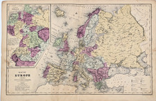 1844  EUROPE  Map ORIGINAL  (17x10.5)  RELIGIONS - GOVERNMENTS - SOCIETY