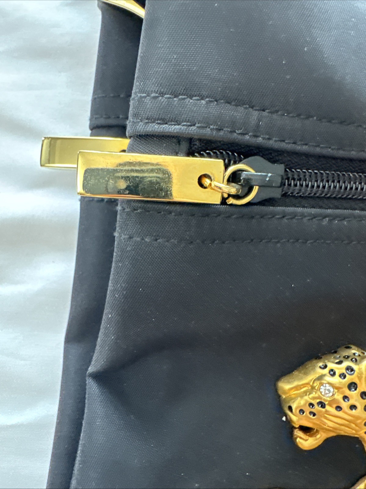  Nima Womens Black Crossbody Bag With Gold Pantera