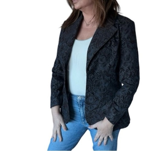 Classiques Entier Damengröße 6 schwarzer Jeansblazer marineblau Samtjacke Knopfleiste - Bild 9 von 10
