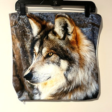 Gray Wolf Throw Pillow Cover 16x16 Wolves Pillow Case Full Zip Single Sided