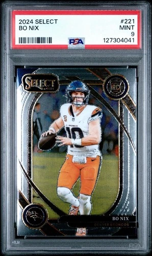 137085149 Bo Nix 2024 Panini Select #221 Club Rookie RC PSA 9