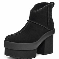 UGG Womens New Heights Platform Mini Black Boots Classic Comfort US 9 NEW