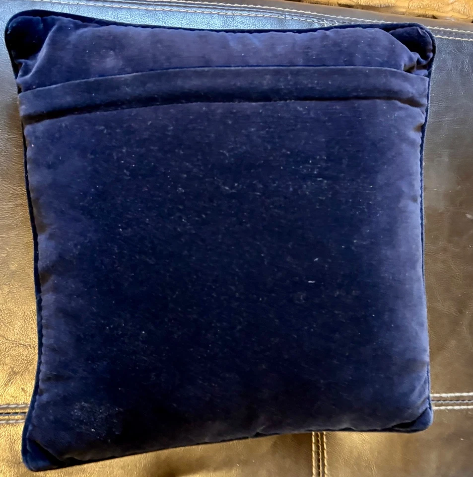 РУЧНОЙ РАБОТЫ ВЫШИВКА 12 «КВАДРАТНАЯ ПОДУШКА, ТЕМНО-СИНИЙ, С ЦВЕТАМИ - Изображение 4 из 4