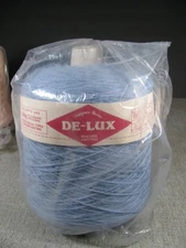 De-Lux Cone Yarn Light Blue Knitting Machine Crafts Weaving 400g 100% Acrylic