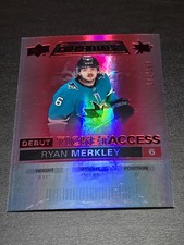 2021-22 UD Credentials Ryan Merkley RED DEBUT TICKET #/199 San Jose Sharks NHL