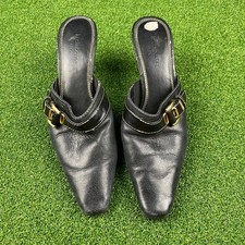 Vintage 90s Y2K Liz Claiborne Leather Pointed Toe Buckled Heels Sz 7