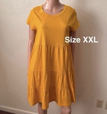 Time and Tru Women's and Women’s Plus Tiered Cotton Mini Dress,2XL,Mango