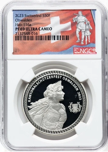 NGC PR69, Switzerland 2023 Swiss Obwalden Shooting Festival Hab-116a, 1 Oz Coin