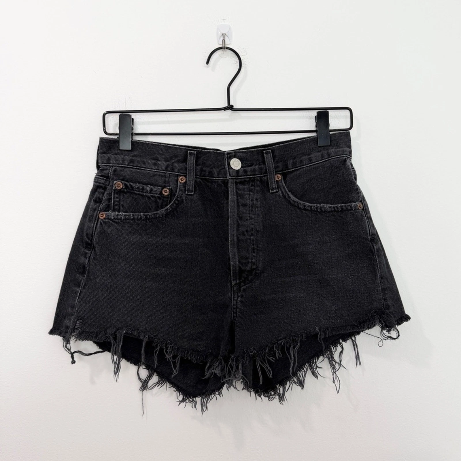 Agolde Parker Vintage Cut Off Short Crash Black size 24