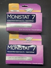 2 Monistat 7 Day Yeast Infection Treatment 7 Miconazole Tubes + Cream Exp 5/26