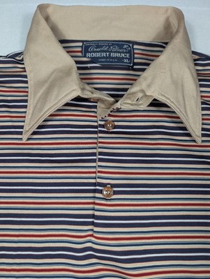 Vintage Arnold Palmer Polo Shirt Mens XL Robert Bruce Made USA Red Blue Tan