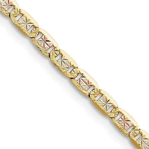 Collana catena Valentino oro tricolore 14 kt 3 2 mm 16"