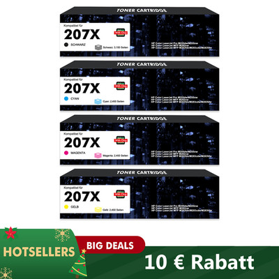 Toner Set für HP 207X W2210X LaserJet Pro M283fdw/fdn M255dw/nw M282nw MIT CHIP