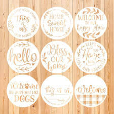 Welcome Stencils for Painting on Wood, 12  round Stencils for Painting, Stencil