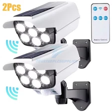 2 PACK Solar 77 LED Outdoor Motion Sensor Solar Lights Fake Security Camera USA