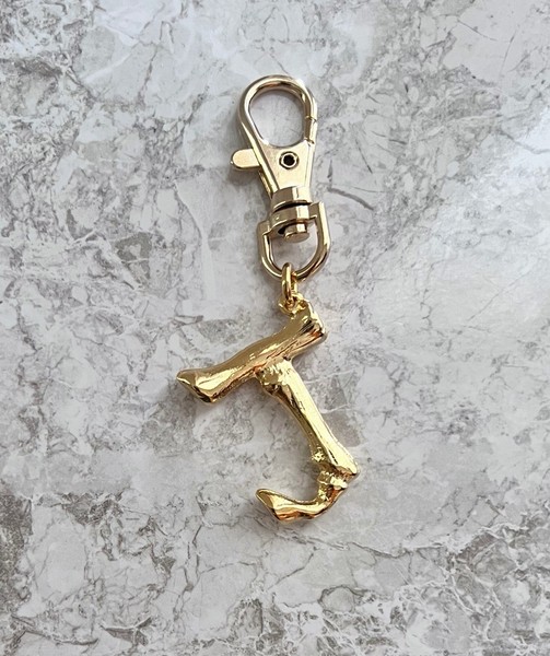 Alternate view of 24k Gold Plated Initial Keychain A-z Personalized Letter Key Ring Unisex Charm