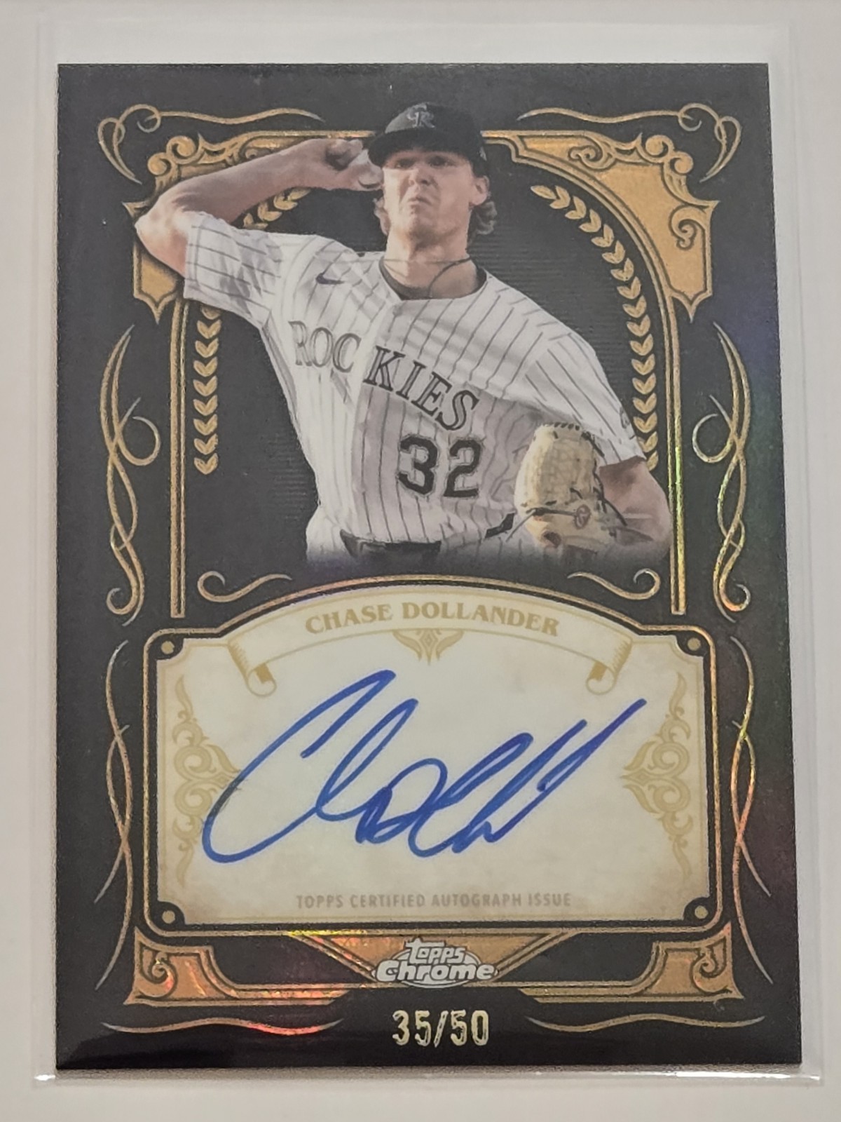 2026 Topps Chrome MLB Chase Dollander Ink Strokes Gold Auto /50  Rockies