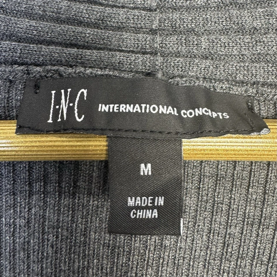 Suéter INC Talla M Gris Acanalado Ajustado Y2K Años 90 Imitación Envoltura Cuello en V Babydoll Empire Foto 4 de 4