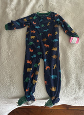 Carter's 4T Fleece Footed Pajamas - Blue Dinosaurs - NWT