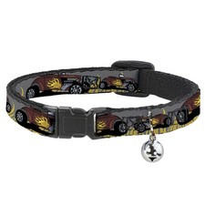 Cat Collar Breakaway with Bell Hot Rod w/Flames NARROW Fits 8.5-12"