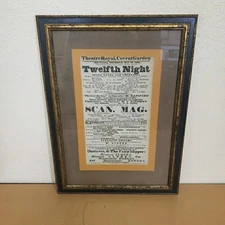 Antique SHAKESPEARE Twelfth Night Playbill Theatre Royal Covent Garden 1834 