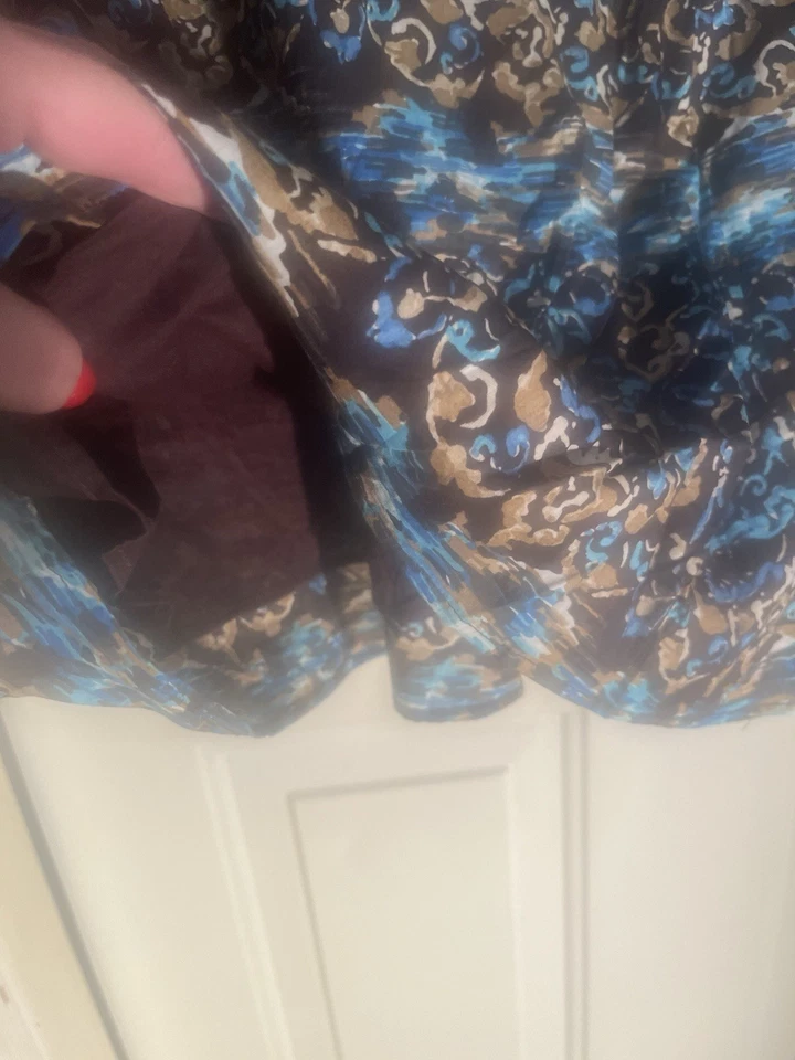 Falda para mujer talla 20w Style & Co marrón azul estampado floral ajuste y acampanado forrada Foto 3 de 4