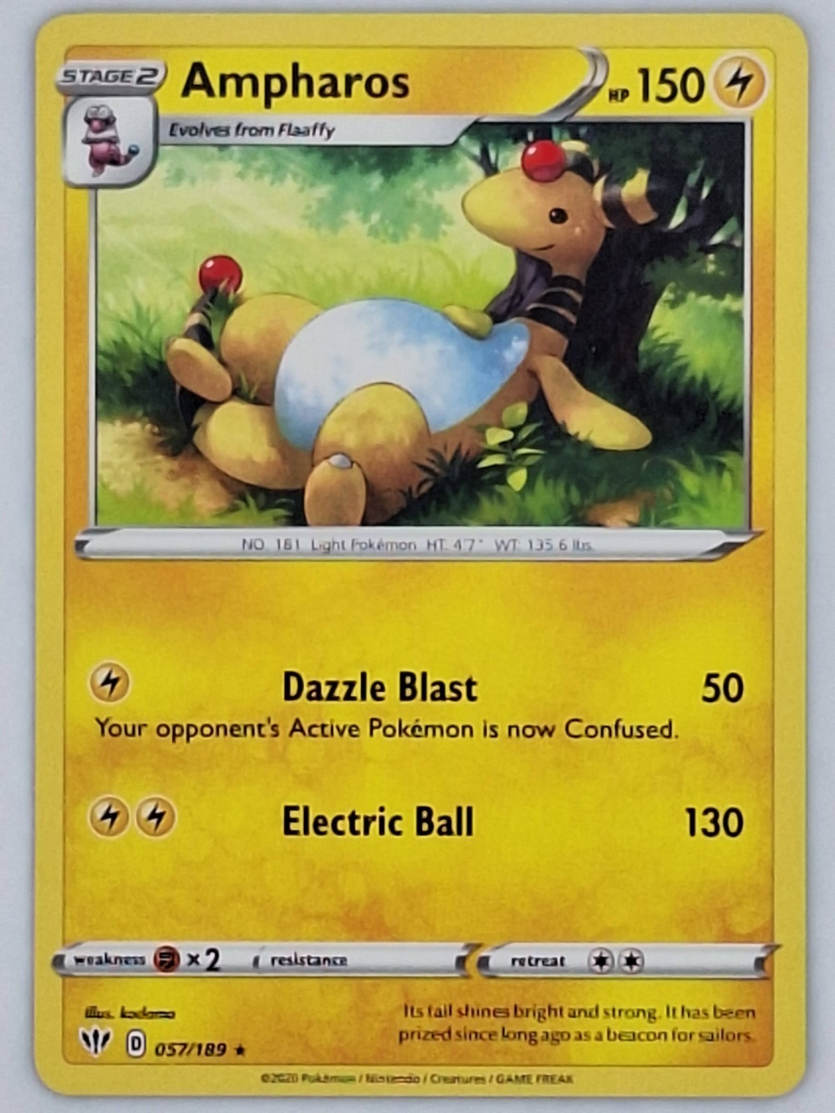 Ampharos 057/189 Pokemon - Sword & Shield Darkness Ablaze MP