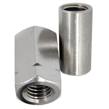 Distanzmuffen V2A rund sechskant M6-M12 Langmutter Gewindehülsen Rundmuttern