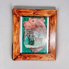 Rustic Wood Photo Frame 10.5x11" Gloss Finish Country Decor Handmade
