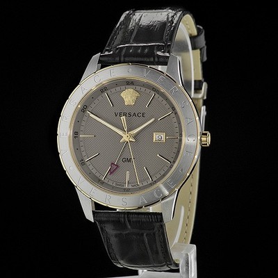 VERSACE UNIVERS Herren-Armbanduhr GMT Edelstahl bicolor/Leder VEBK00218 NEU!!!