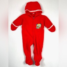 VINTAGE DISNEY 80s-90s Mickey  Minnie Mouse Red Hood Jumpsuit with Mittens 6-9M