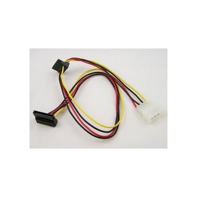 4 Pin Molex to 2 x 90 Degree Right Angle SATA PSU Power Extension Adapter Cable