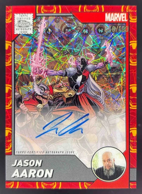2025 Topps Chrome Marvel Artist & Writer Red & Gold Lazer Jason Aaron Auto /100