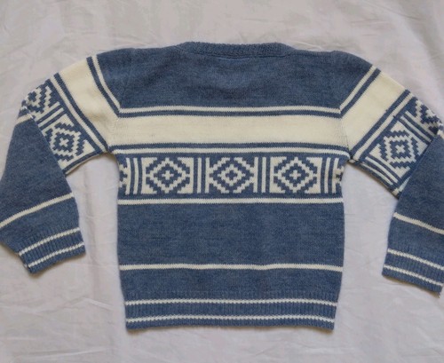 Vintage Sears Sweater Boys Size 6 6X Crew Neck Blue Ivory - Picture 8 of 9