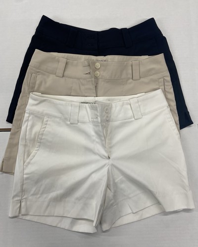 Lot Of 3 Nike Golf Dri-FIT Womens Black/White/Tan Performance Shorts Size 2