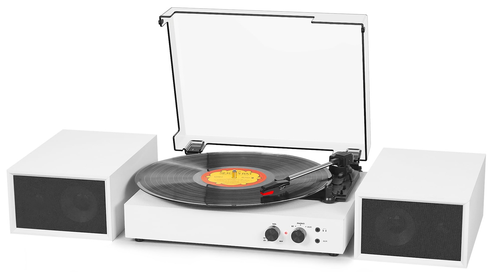 Vintage 3-Speed Bluetooth Record Player with External Speakers-image