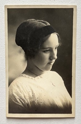 Antique RPPC Beautiful Young Teen Girl Close Up Fashionable