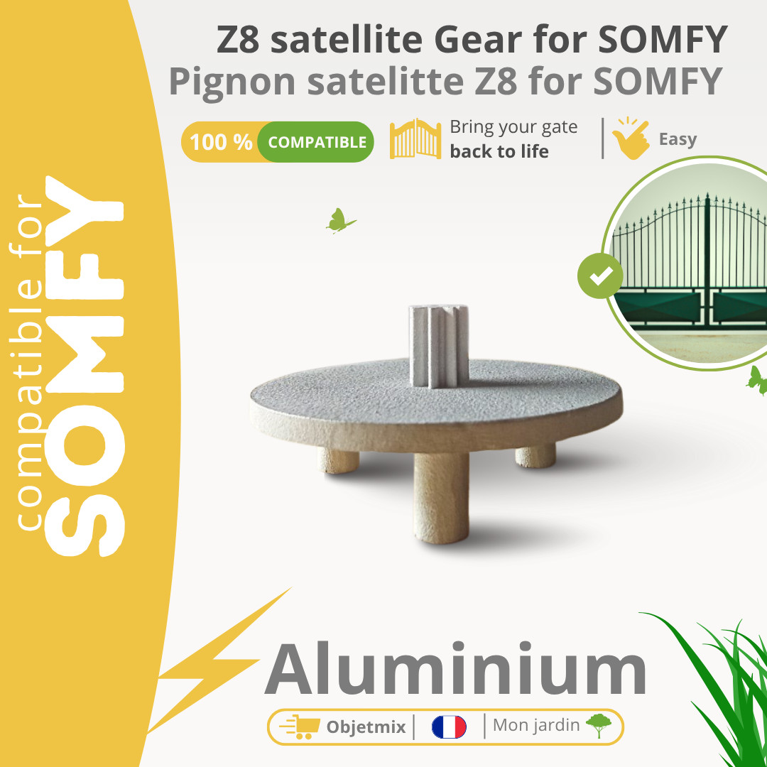 Pignon Z8 Somfy en Aluminium pour Transmission Fluide à 3 Axes