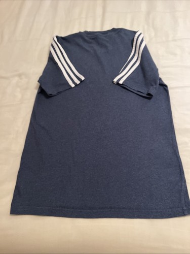 Adidas Blue Marl White Stripe And Logo T Shirt Age 13-14 years - Excellent Con - Picture 6 of 10