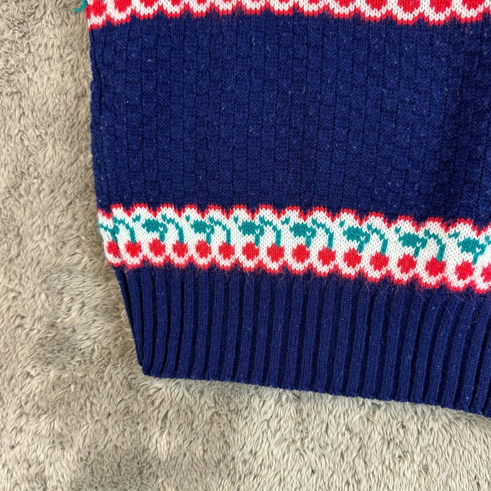 Chaleco Suéter Hartstrings De Colección 6 6X Niñas Azul Cereza Rayas Estampado Fair Isle Foto 3 de 4