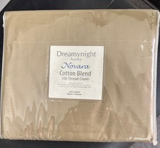 King Size Bed Sheet Beige 4 Piece Set-Deep Pocket Poly-Cotton Sheets for Home