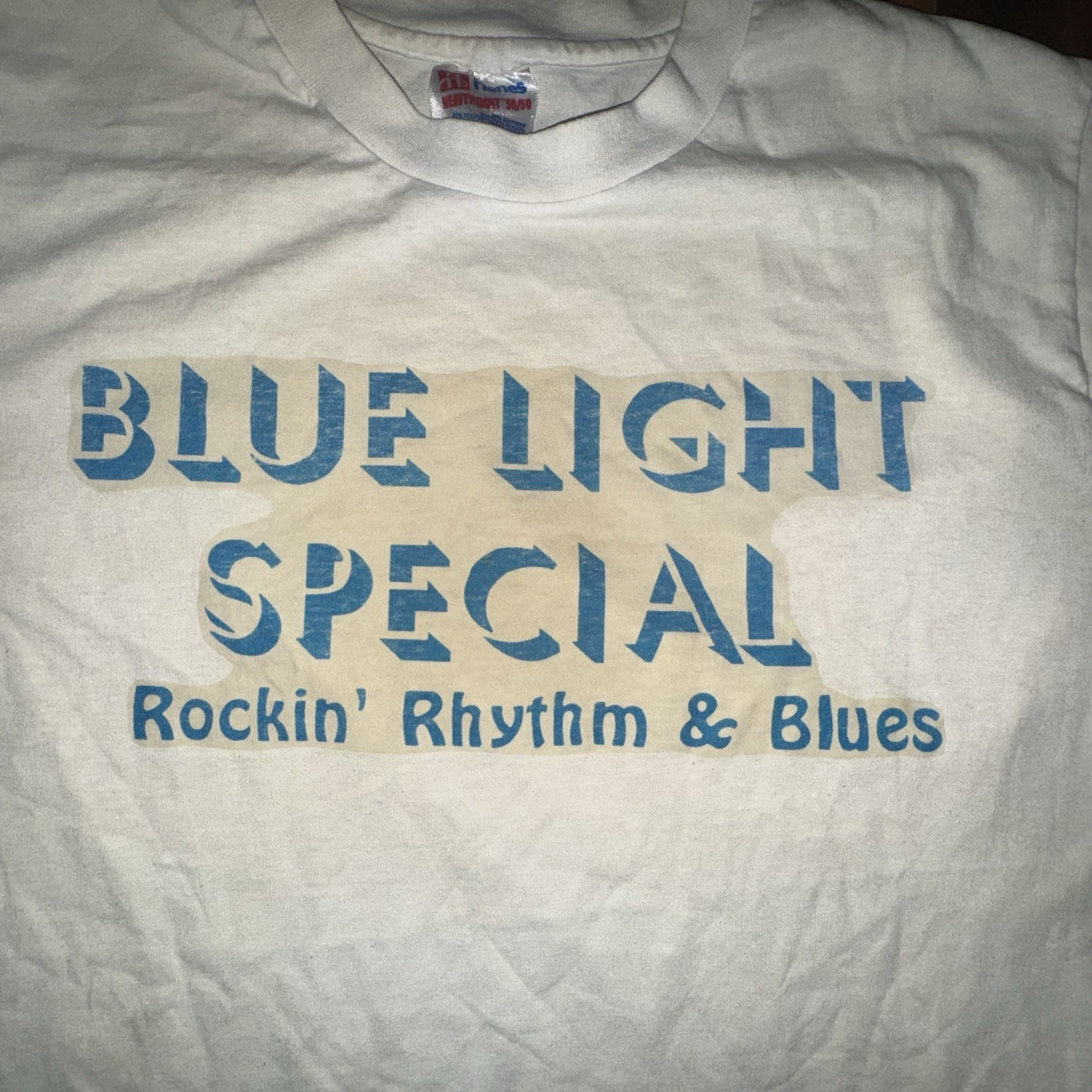 Vintage 90s Louis Armstrong Blue Light Special Tee Hanes USA 50/50 Jazz Shirt