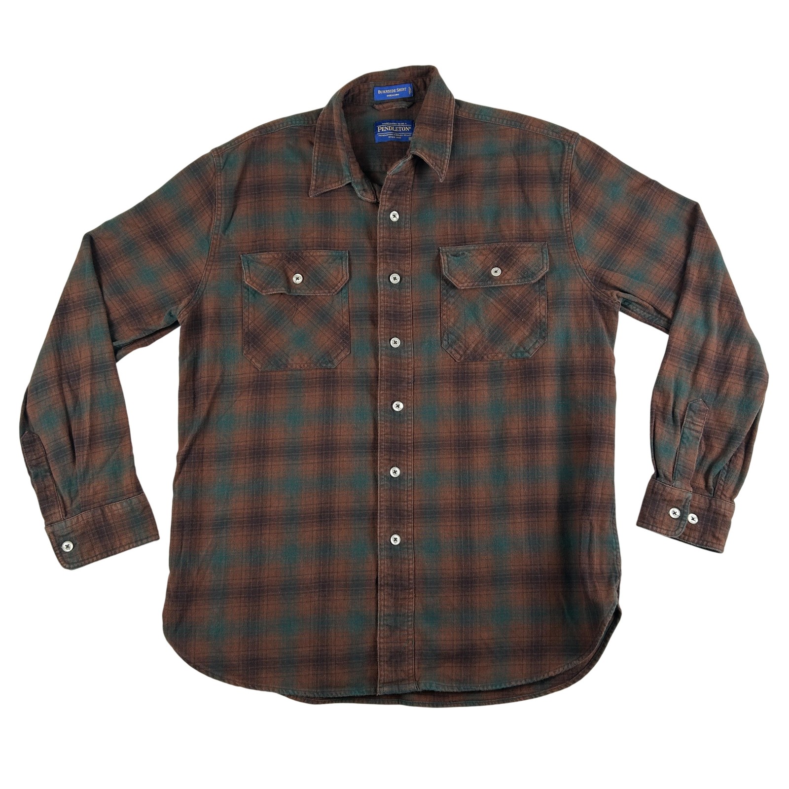 Pendleton Shirt Mens Medium Brown Plaid Flannel Long Sleeve 