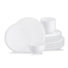 Denique Pars 12 Piece White Plain Ceramic Dinnerware Set