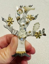 Vintage 1998 Artisan LizTech Tree of Life Brooch Pin w/ Beads & Cabochons