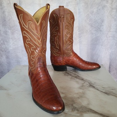 Vintage Tony Lama El Rey Cowboy Boots Mens Size 10.5 B Alligator/Croc Western