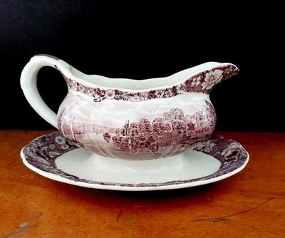 Sauciere Palissy Thames River Scenes Lila  Mulberry Plum Soßenkännchen Fawley