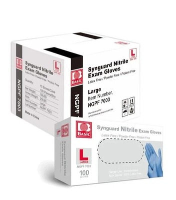10 pack off 100  Disposable Synguard Nitrile Exam Gloves Latex Powder Free