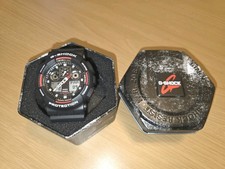 Image of Casio Gents G-Shock Black & Red GA-100-1A4ER 200M Alarm Combi Watch GA-100-1A4
